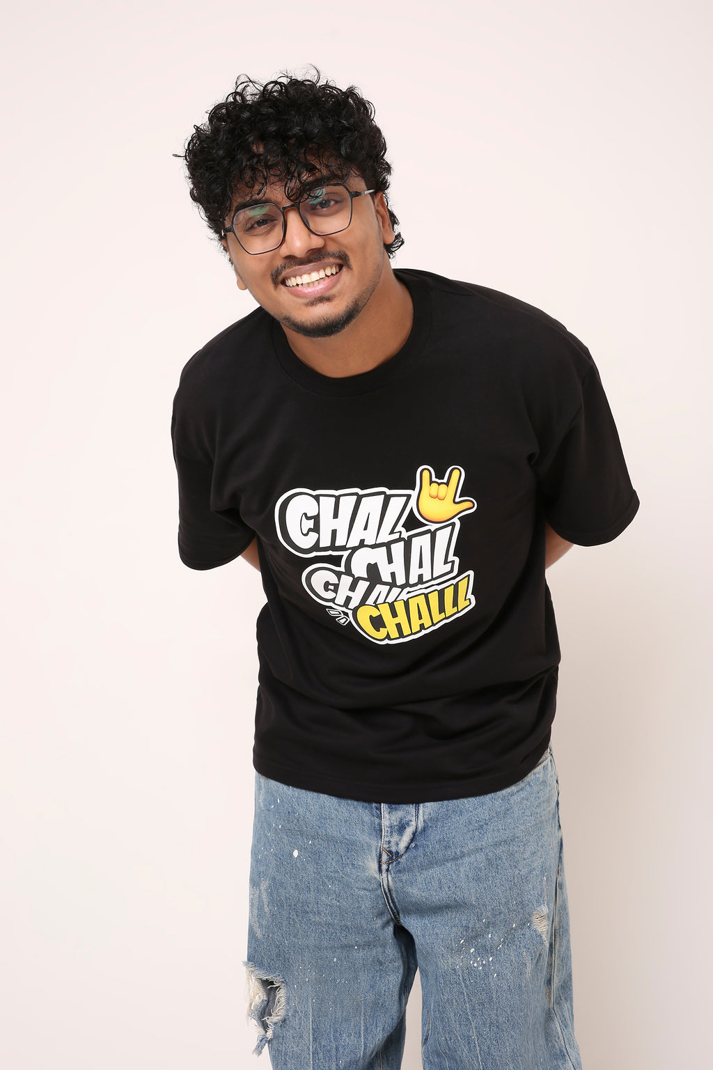 CHAL CHAL CHALLL BLACK T SHIRT